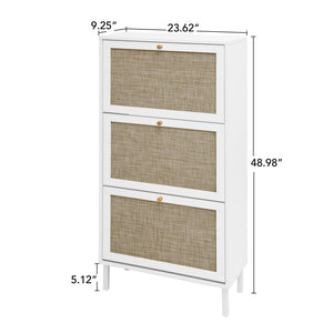 Modern Rattan 3 Door Shoe Rack Cabinet with 3 Doors - Multiple Colors