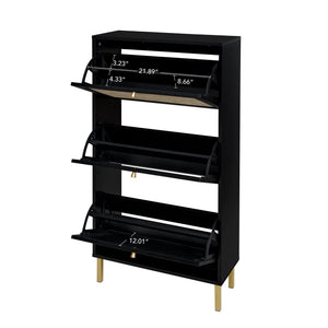 Modern Rattan 3 Door Shoe Rack Cabinet with 3 Doors - Multiple Colors