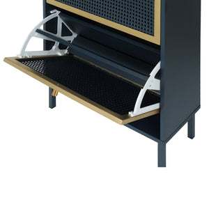 Modern Rattan 3 Door Shoe Rack Cabinet with 3 Doors - Multiple Colors