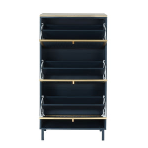Modern Rattan 3 Door Shoe Rack Cabinet with 3 Doors - Multiple Colors