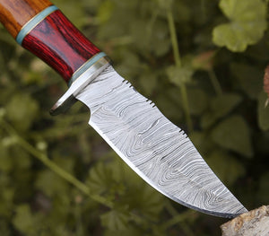 Mirage Damascus Hunting Knife with Rosewood Handle