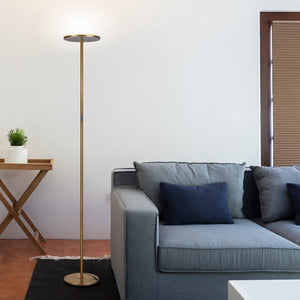 Brightech Sky LED Torchiere Super Bright Standing Touch Sensor Floor Lamp, Brass