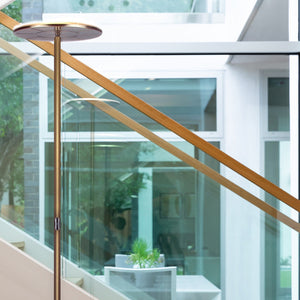 Brightech Sky LED Torchiere Super Bright Standing Touch Sensor Floor Lamp, Brass