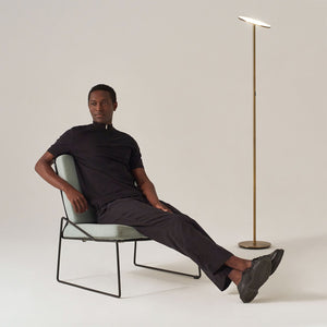 Brightech Sky LED Torchiere Super Bright Standing Touch Sensor Floor Lamp, Brass