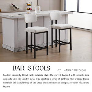 Modern Counter Height Stools Set of 2 with Reinforced Fabric Upholstery - Beige, Orange, Green