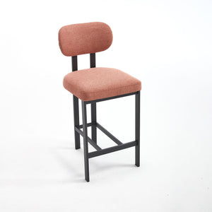 Modern Counter Height Stools Set of 2 with Reinforced Fabric Upholstery - Beige, Orange, Green