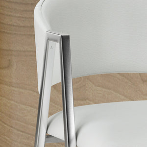 Modern Ivory Bar Stools with Low Back and Arms - Set of 2