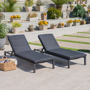 Modern Outdoor Chaise Lounge with Water Resistant Cushions - Dark Gray