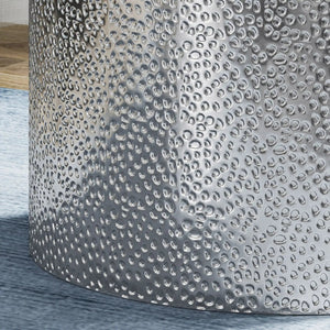 Modern Round Accent Table with Hammered Surface - Pearl Silver or Gold