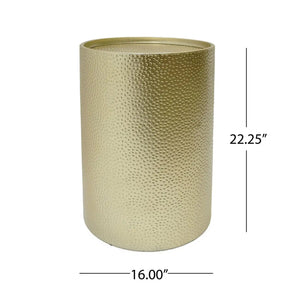Modern Round Accent Table with Hammered Surface - Pearl Silver or Gold