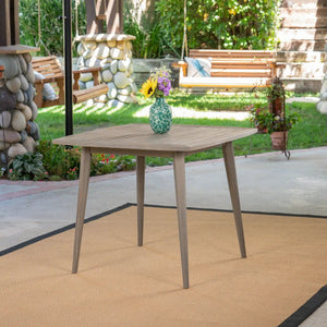 Modern Square Acacia Wood Dining Table with Toothpick Leg Design - Dark Gray or Light Brown