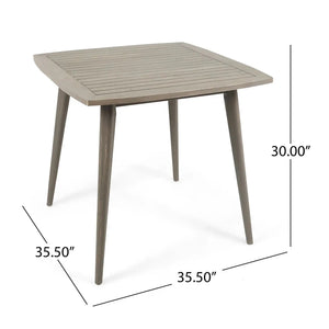 Modern Square Acacia Wood Dining Table with Toothpick Leg Design - Dark Gray or Light Brown