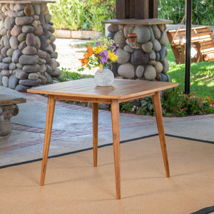 Modern Square Acacia Wood Dining Table with Toothpick Leg Design - Dark Gray or Light Brown