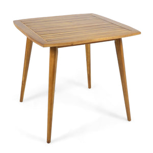 Modern Square Acacia Wood Dining Table with Toothpick Leg Design - Dark Gray or Light Brown