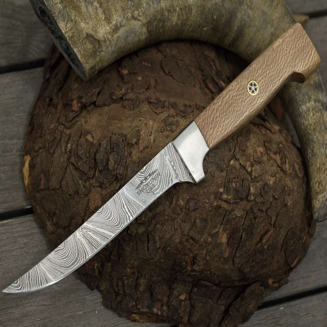 Monarch Damascus Fillet Knife with Leopard Wood Handle – TRAPSKI