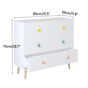 3 Drawer Dresser Storage Cabinet with Anti-Tip Safety - White or Green