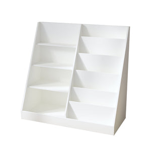 4 Tier Bookshelf and Toy Storage Organizer with Display Stand - Gray, Light Brown, White