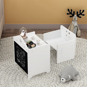 Montessori Weaning Table And Chair Set with Adjustable Height - White