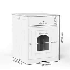 Wood Cat Litter Box Enclosure with Drawer - White or Dark Brown