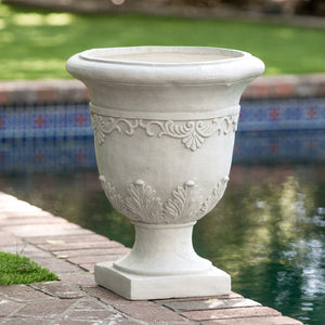 Moroccan Urn Planter with Durable Magnesium Oxide - Antique White
