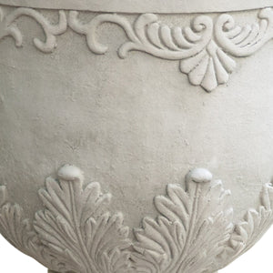 Moroccan Urn Planter with Durable Magnesium Oxide - Antique White