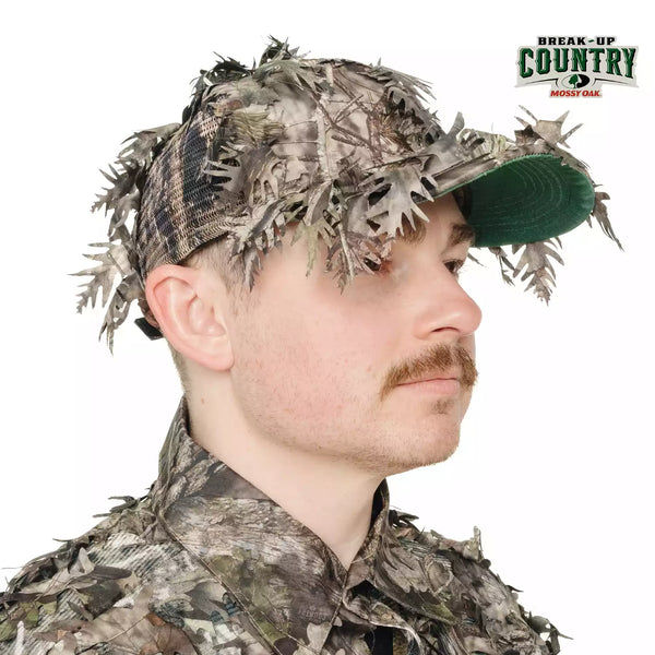 2-in-1 FRONT Leafy Face Mask and Camo Hat (Adjustable,OSFM)