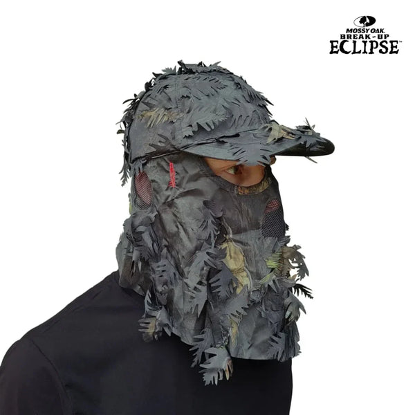 2-in-1 FRONT Leafy Face Mask and Camo Hat (Adjustable,OSFM)