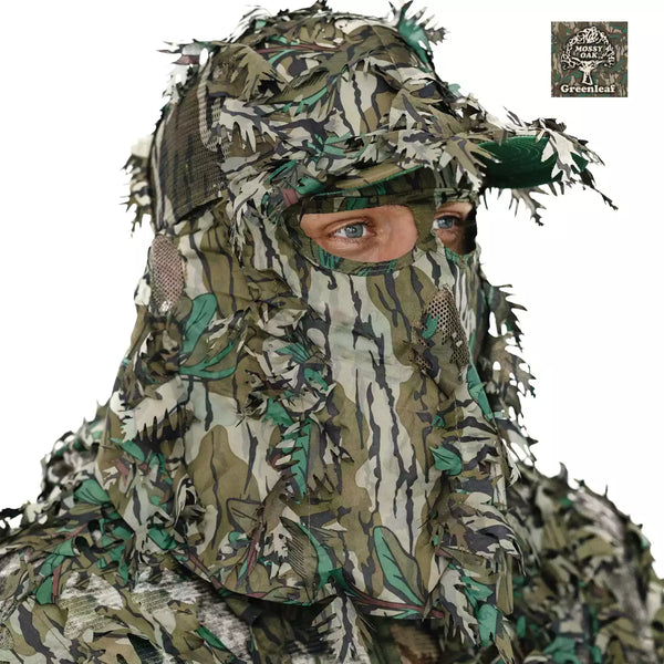 2-in-1 FRONT Leafy Face Mask and Camo Hat (Adjustable,OSFM)