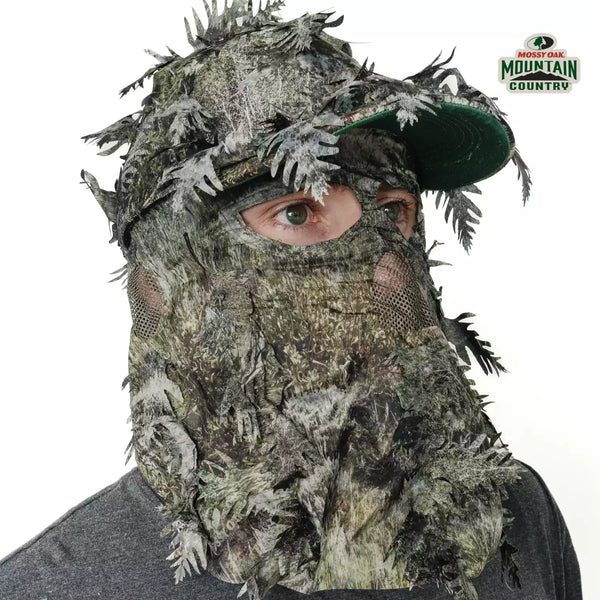 2-in-1 FRONT Leafy Face Mask and Camo Hat (Adjustable,OSFM)