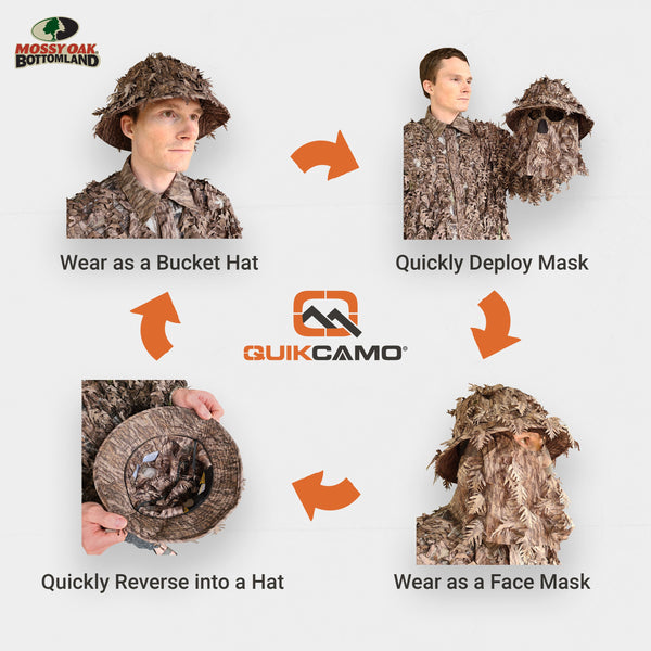 2-in-1 Leafy Face Mask and Bucket Hat (Adjustable, OSFM)