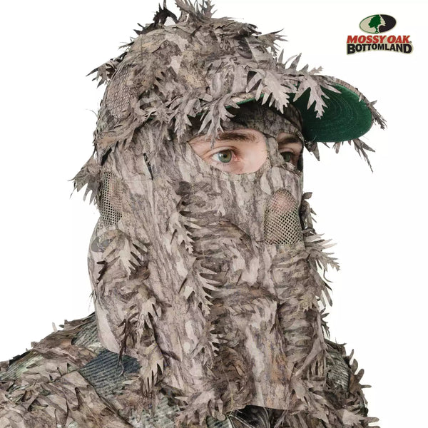 2-in-1 FRONT Leafy Face Mask and Camo Hat (Adjustable,OSFM)