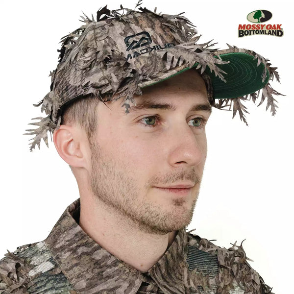 2-in-1 FRONT Leafy Face Mask and Camo Hat (Adjustable,OSFM)