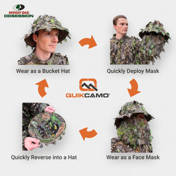 2-in-1 Leafy Face Mask and Bucket Hat (Adjustable, OSFM)