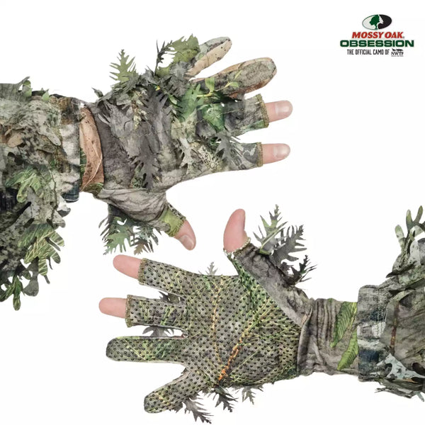 Leafy Camo Gloves (Fingerless or Touchscreen Tips)