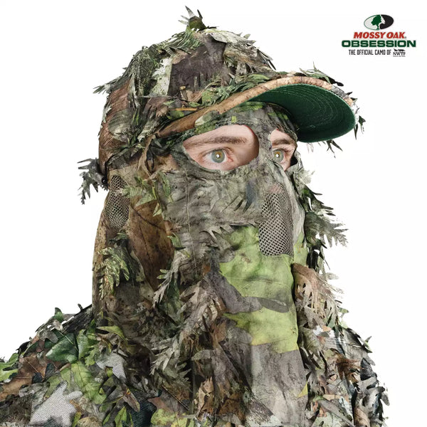 2-in-1 FRONT Leafy Face Mask and Camo Hat (Adjustable,OSFM)