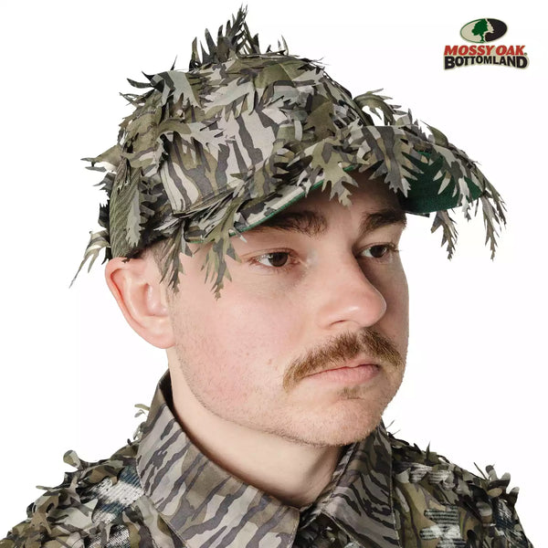 2-in-1 FRONT Leafy Face Mask and Camo Hat (Adjustable,OSFM)