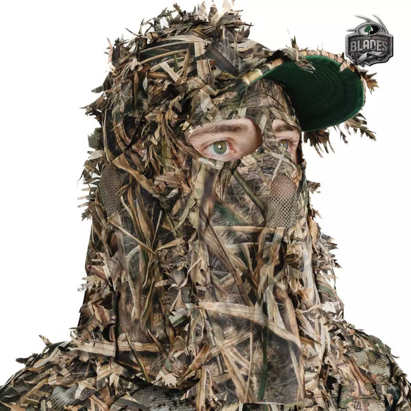 2-in-1 FRONT Leafy Face Mask and Camo Hat (Adjustable,OSFM)