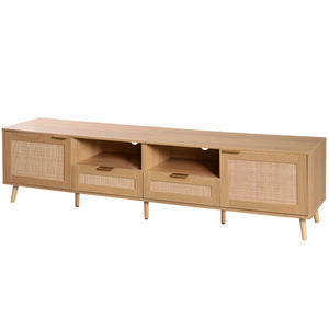 TV Stand Media Console with Cable Management - Light Brown or Black