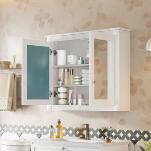 Wall-Mounted Medicine Cabinet with Dual Mirrors and Adjustable Shelves - Black or White