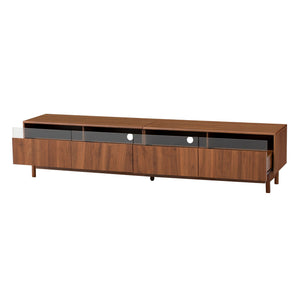 Walnut TV Stand with Fluted Drawers - Living Room Media Storage