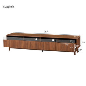 Walnut TV Stand with Fluted Drawers - Living Room Media Storage