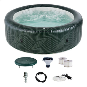 MSpa Round Inflatable Bubble Spa, 4 to 6 Person Hot Tub with LED Lights, Meteor