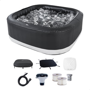 MSpa Square Inflatable Bubble Massage Spa, 4-6 Person Outdoor Hot Tub, Portland