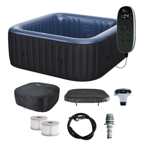 MSpa Square Inflatable 4 to 6 Person Bubble Spa w/Energy Efficient Cover, Tekapo