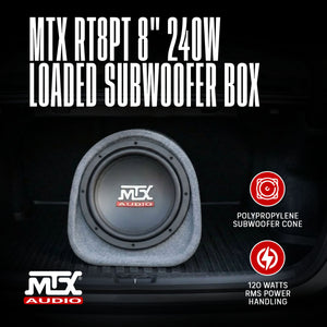 MTX AUDIO RT8PT 8" 240W Car Loaded Subwoofer Enclosure Amplified Tube Box Vented
