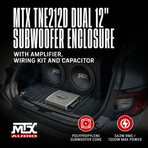 MTX TNE212D 12" 1200W Dual Loaded Subwoofer Box + 1500W Amplifier + Capacitor