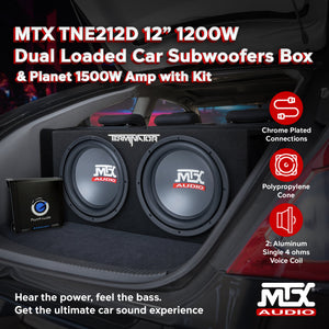 MTX 12" Dual Subwoofer Enclosure, Planet Audio Amplifier, 2 Soundstorm Wire Kits