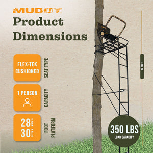 Muddy Boss Hawg 1.5 Deer Hunting 17 Foot Ladderstand Tree Stand w/Lumbar Seat