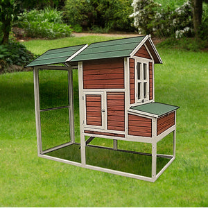 My Backyard Farm Chicken Ranch Coop with PVC Roof and Vent Window, Dark Red