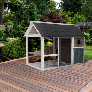 My Backyard Farm 2 Story Design Hutch Bunny Barn with Pull Out Cleaning Tray